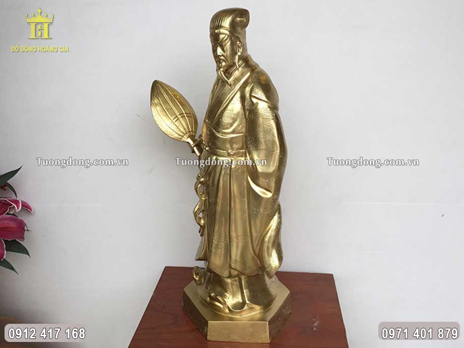 Tượng Khổng Minh Gia Cát Lượng Bằng Đồng Cát Tút Cao 72Cm